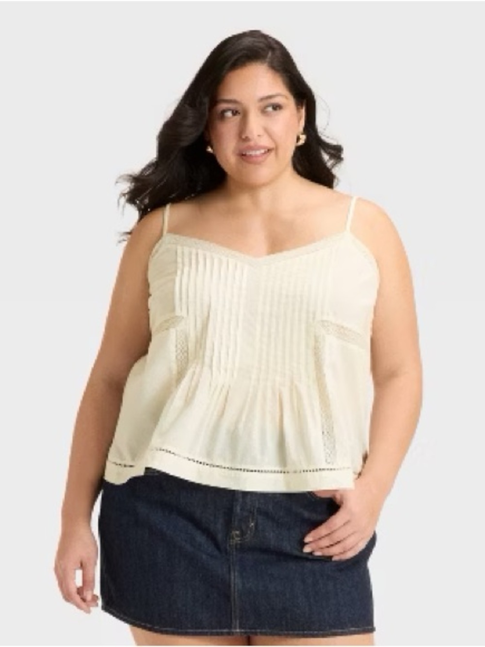 Women’s Cream Pintuck Camisole Top- 4X